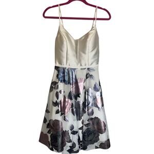 Say Yes to the Prom Floral Satin Fit & Flare Dress Size 5 Formal Party Dress
